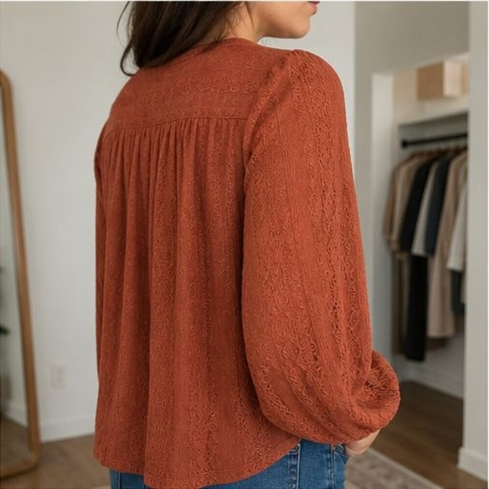 Rust Wrap Blouse - Picture 3 of 6